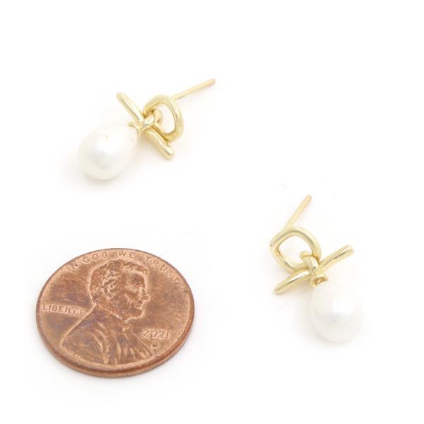 PEARL BEAD METAL GOLD DIPPED EARRING