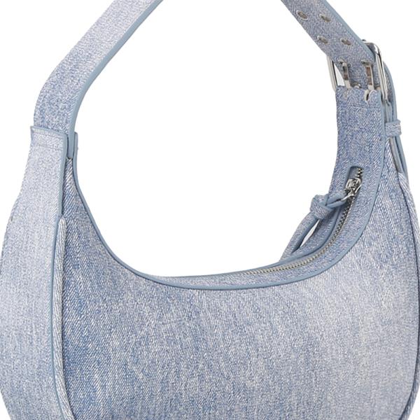 DENIM CURVED SHOULDER BAG