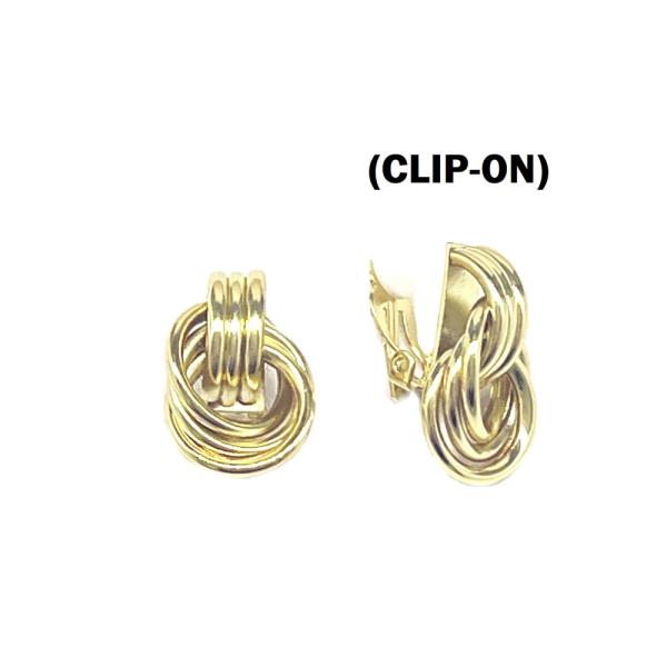 METAL KNOT HOOP CLIP -ON EARRING