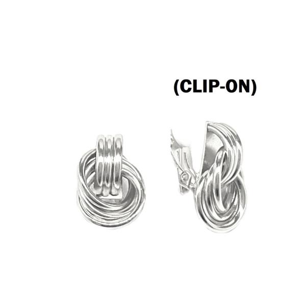 METAL KNOT HOOP CLIP -ON EARRING