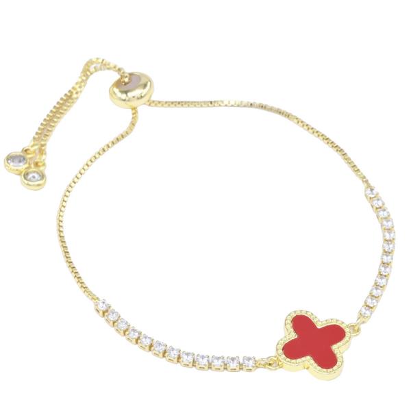 CLOVER CZ STAINLESS STEEL BRACELET