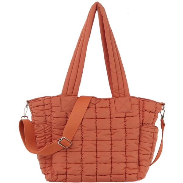 PADDED QUILTED DESIGN TOTE BAG W STRAP