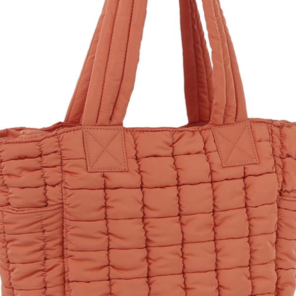 PADDED QUILTED DESIGN TOTE BAG W STRAP