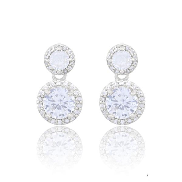 TWO TIERED ROUND CZ EARRING