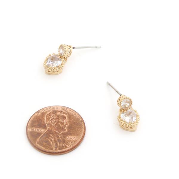 HEART CZ DANGLE EARRING