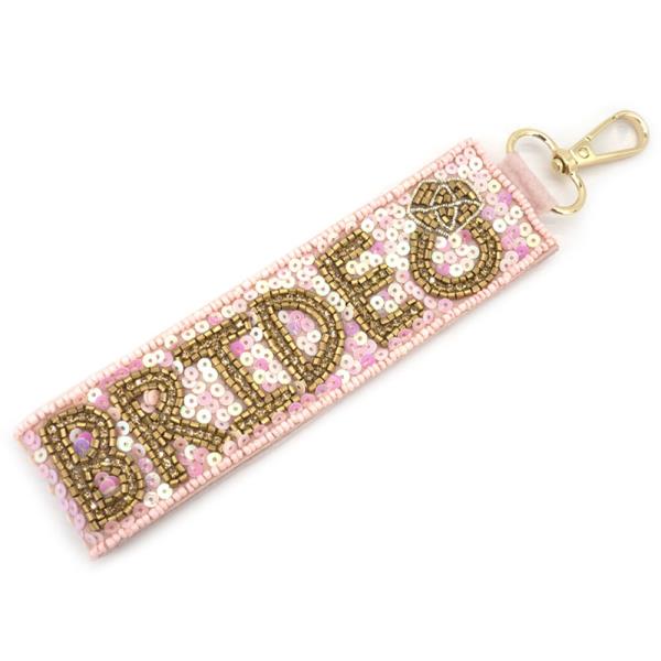 SEED BEAD SEQUIN BRIDE KEYCHAIN