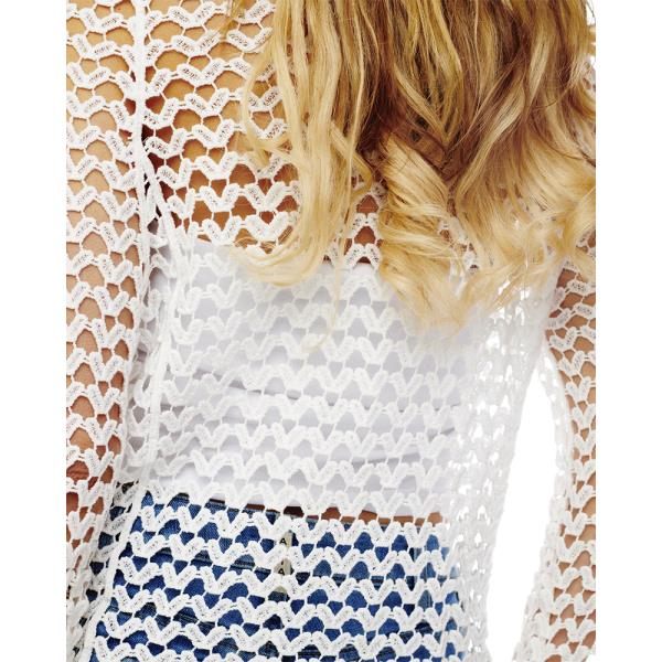 V NECK CROCHET BELL SLEEVE COVER UP TOP