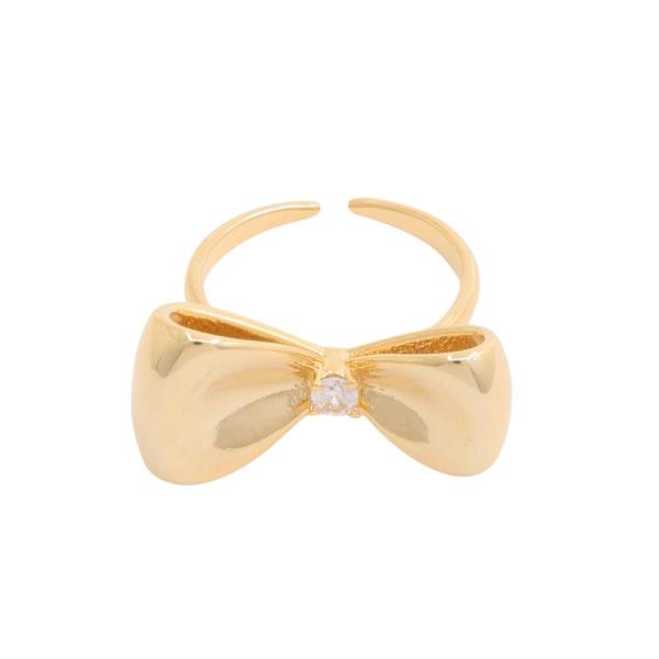 SODAJO CZ GOLD DIPPED BOW ADJUSTABLE RING