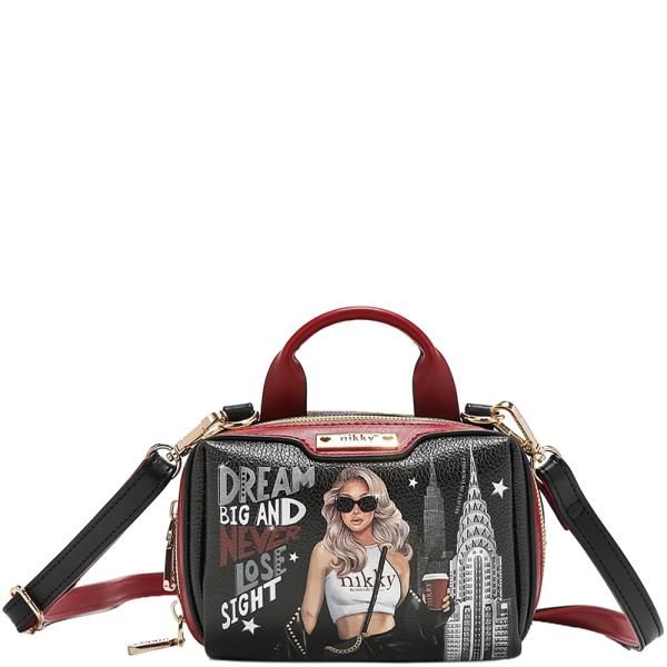 NICOLE LEE NIKKY MINI BOSTON DOUBLE ZIP CROSSBODY BAG