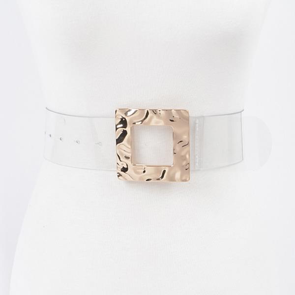 SQUARE METAL BUCKLE CLEAR BELT