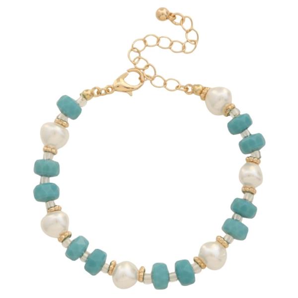 PEARL BEADED METAL BRACELET