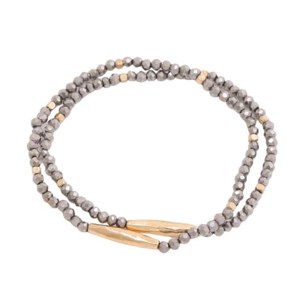 METAL BAR BEADED BRACELET SET