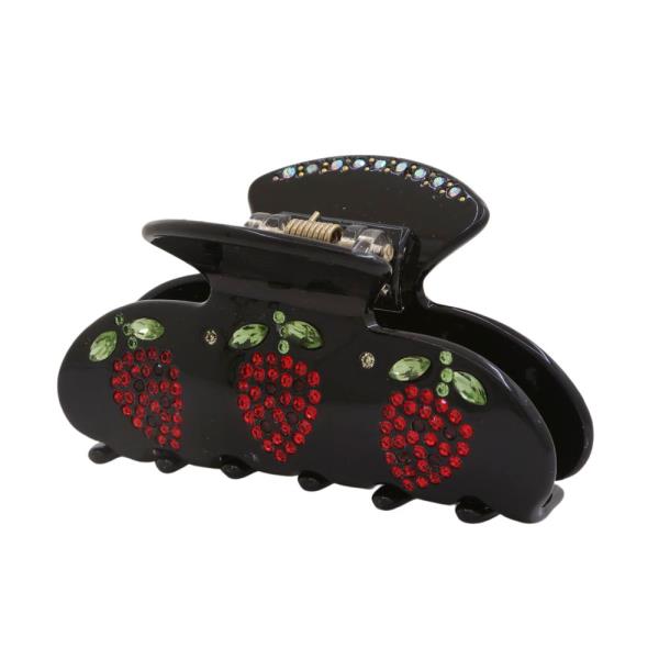 RHINESTONE STRAWBERRY HAIR CLAW CLIP