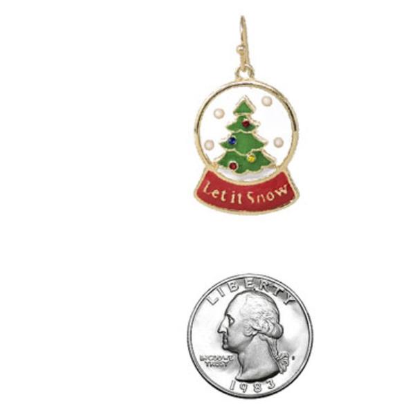 CHRISTMAS EPOXY LET IT SNOW TREE EARRING