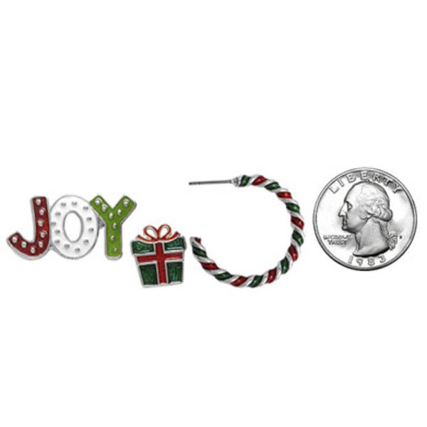 CHRISTMAS JOY EPOXY POST EARRING SET