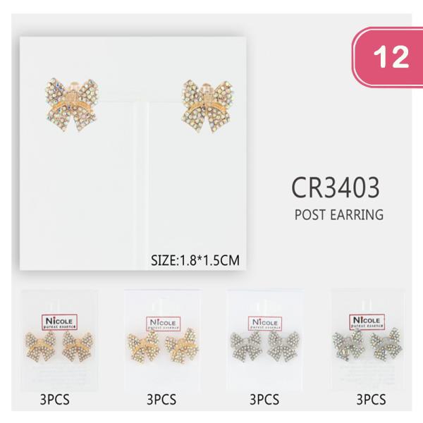 RHINESTONE STUD EARRINGS (12 UNITS)