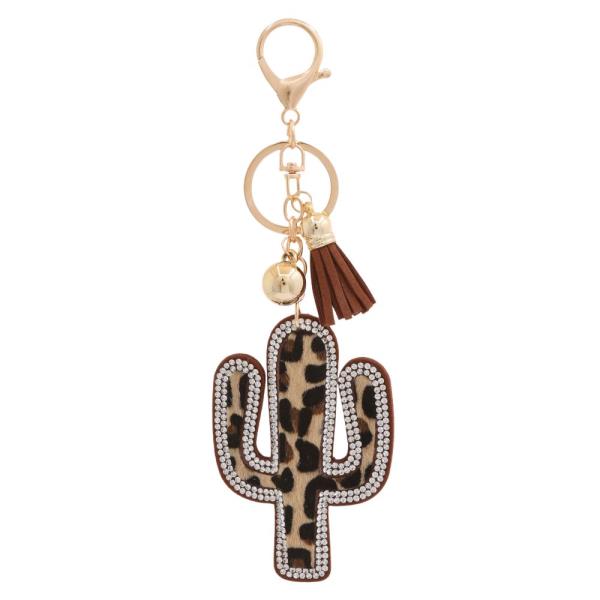 WESTERN ANIMAL PRINT CACTUS KEYCHAIN