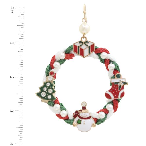 CHRISTMAS DECORATIVE WREATH DANGLE EARRING