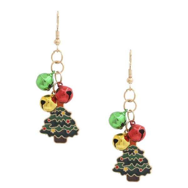 CHRISTMAS TREE BELLS DANGLE EARRING