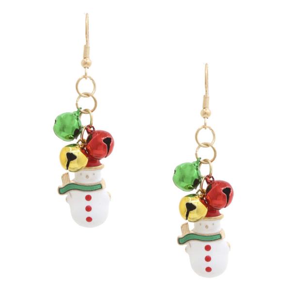 SNOWMAN BELLS CHRISTMAS DANGLE EARRING