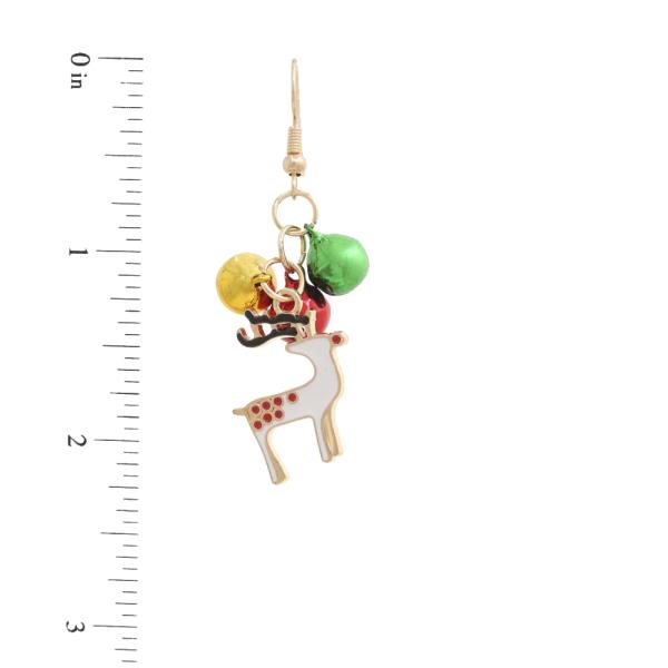 REINDEER CHRISTMAS BELLS DANGLE EARRING