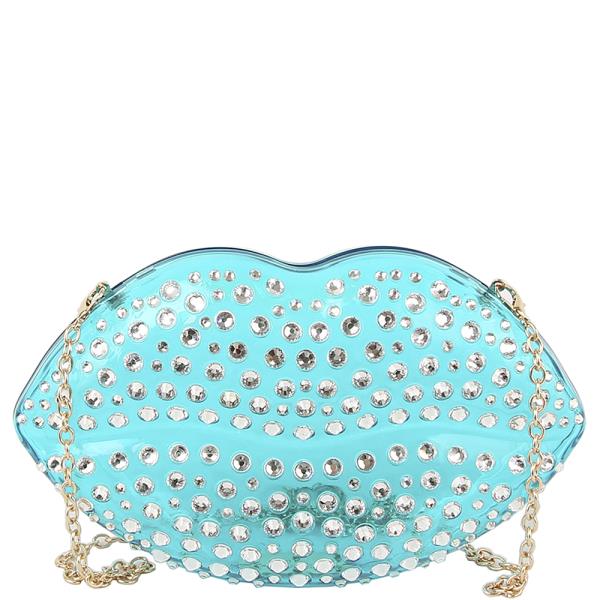 STYLISH STUDDED LIPS CLEAR CROSSBODY BAG