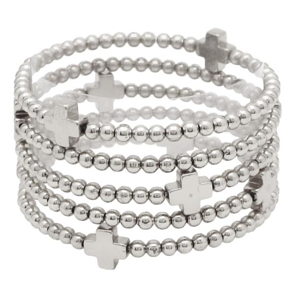 5 ROW METAL CCB AND CROSS BRACELET