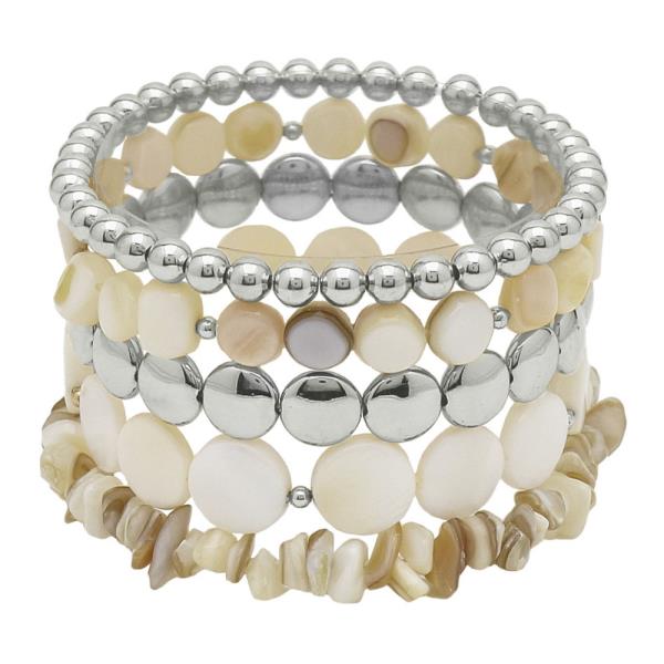 5 ROW SHELL AND CCB BRACELET