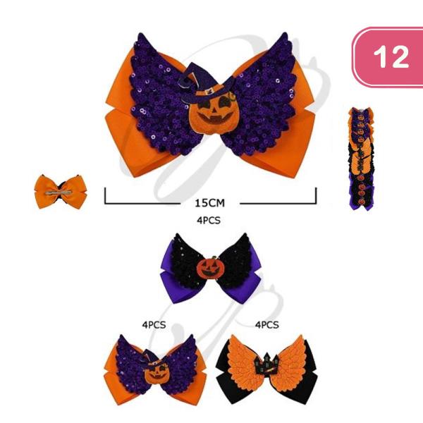 HALLOWEEN SEQUIN HAIR BOW (12 UNITS)