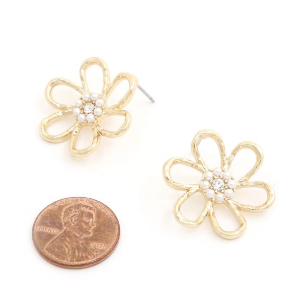 SODAJO FLOWER PEARL BEAD GOLD DIPPED EARRING