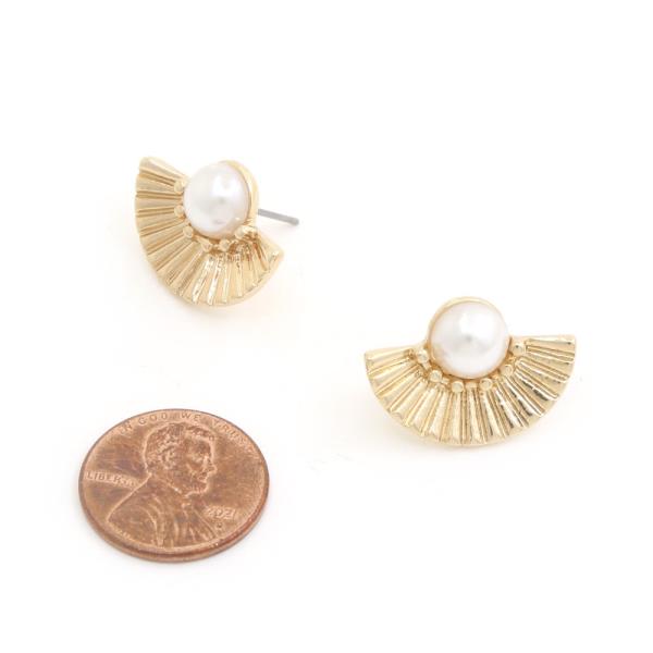 SODAJO PEARL BEAD METAL GOLD DIPPED EARRING