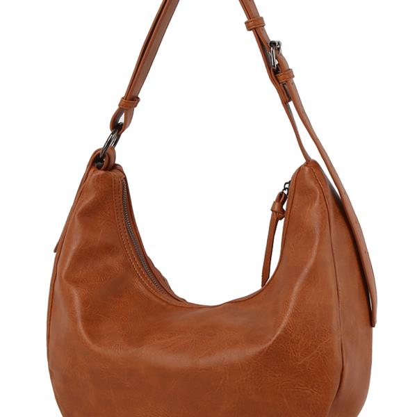 TEXTURED LEATHER HOBO SHOULDER BAG