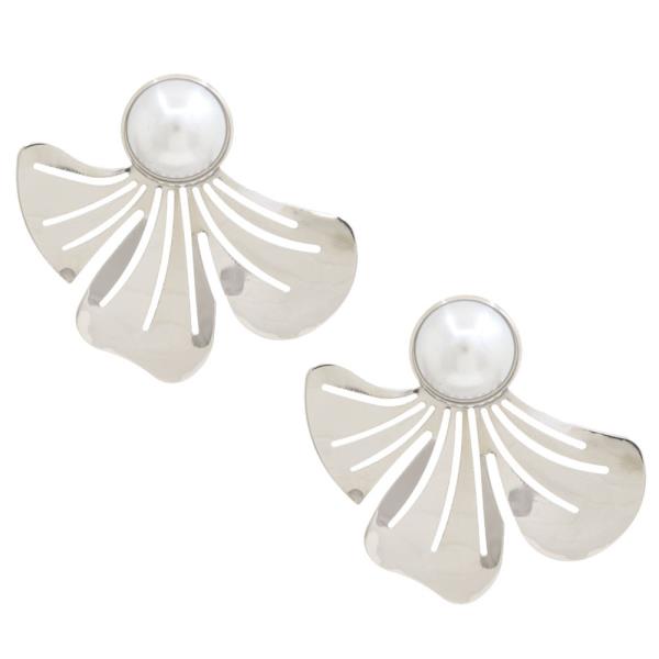 PEARL LEAF METAL EARRING