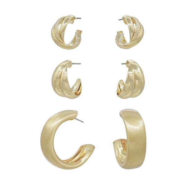 3 SET TWISTED HOOP & SATIN  HOOP EARRING