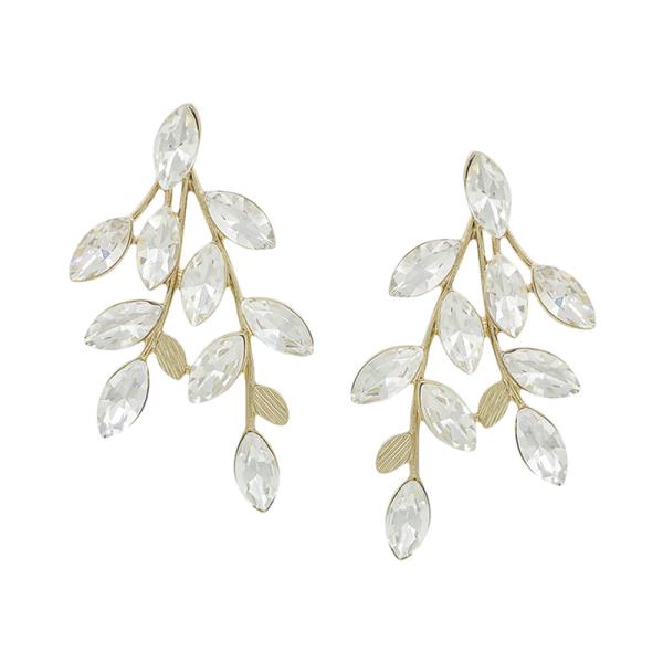 LEAF SHAPE CRYSTAL ACCENT  POST EARRING