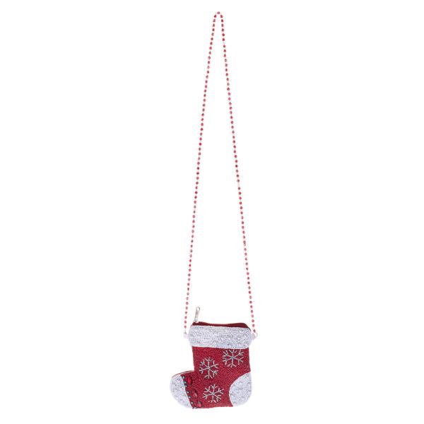 CHRISTMAS STOCKING HANDCRAFTED BEAD KID CROSSBODY BAG