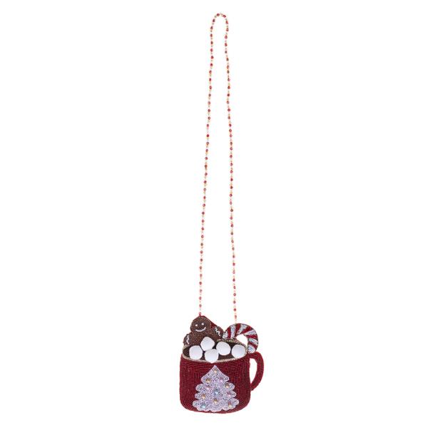 CHRISTMAS HOT CHOCOLATE MUG SHAPED HANDCRAFTED BEAD KIDS CROSSBODY BAG