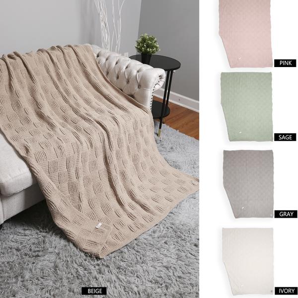 SOLID KNIT REVERSIBLE THROW BLANKET