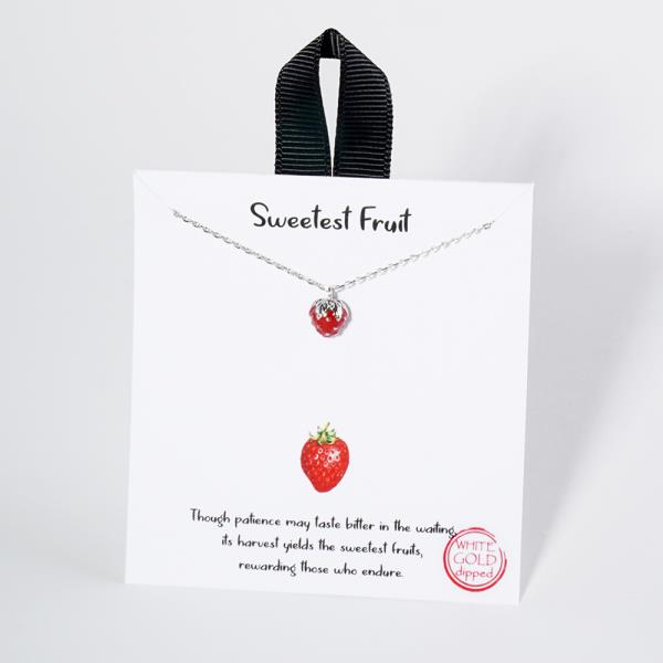 18K GOLD RHODIUM SWEETEST FRUIT STRAWBERRY NECKLACE