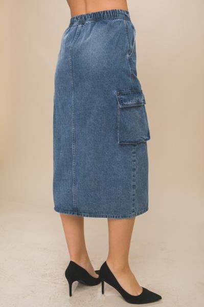 ($13.75 x 6 PCS) Denim Skirt with Front Slit Detail N Side Pockets