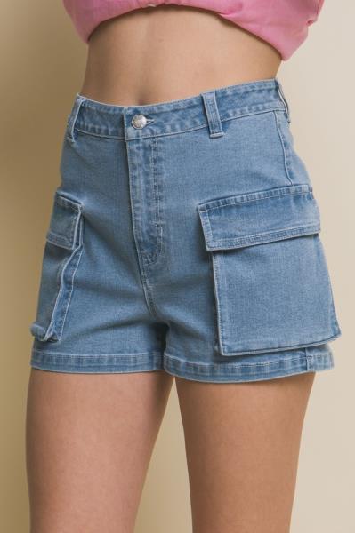 ($11.50 x 6 PCS) High-Waist Denim Shorts with Cargo Pockets