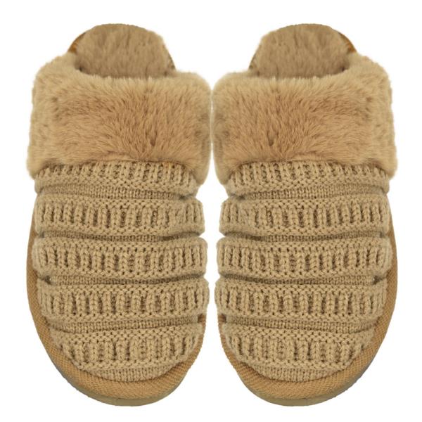 CC RIB PATTERN KNITTED SLIPPERS - SM SIZE