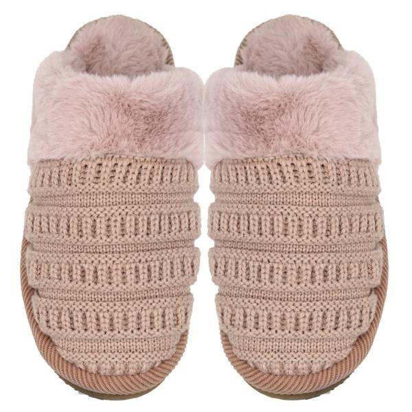 CC RIB PATTERN KNITTED SLIPPERS - ML SIZE