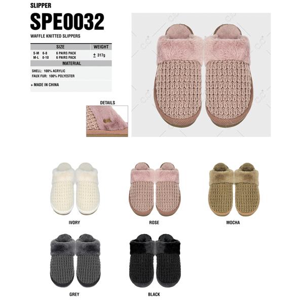 CC WAFFLE KNITTED SLIPPERS - ML SIZE