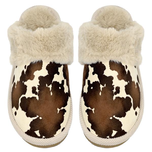 CC COW FAUX FUR SLIPPERS - SM SIZE