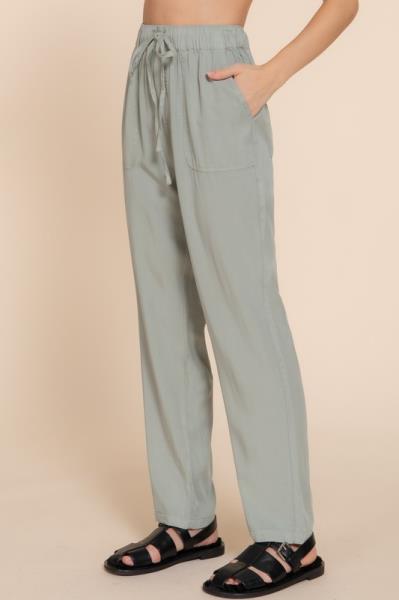 ($14.75 x 6 PCS) ELASTIC WAIST TENCEL STRAIGHT PANTS