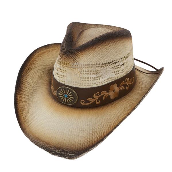 WESTERN STYLE FLORAL BAND COWBOY HAT