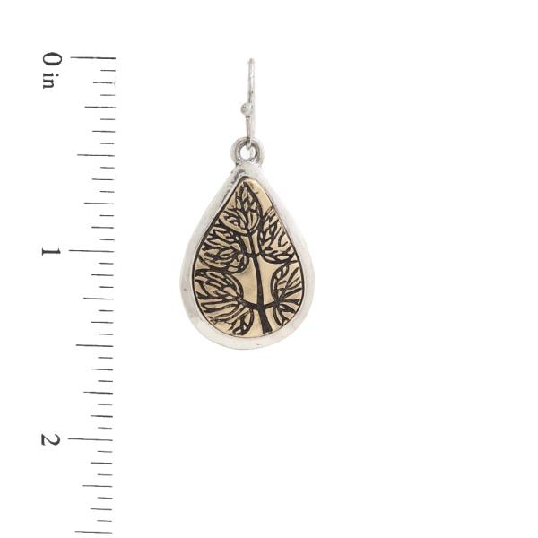 TWO TONE TEARDROP DANGLE METAL EARRING