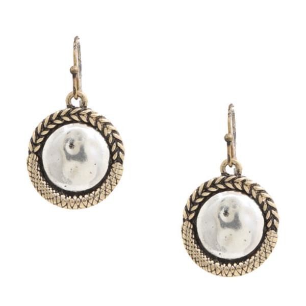 TWO TONE ROUND METAL EARRING