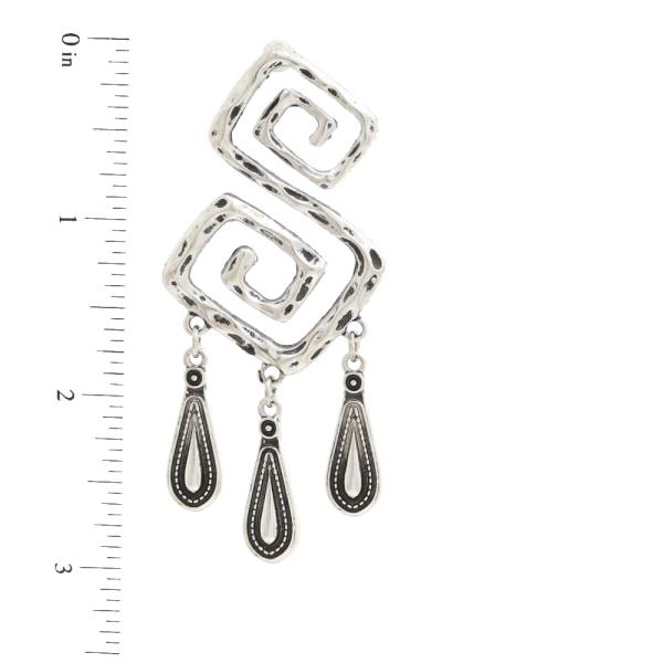 WESTERN STYLE MAZE TEARDROP METAL DANGLE EARRING